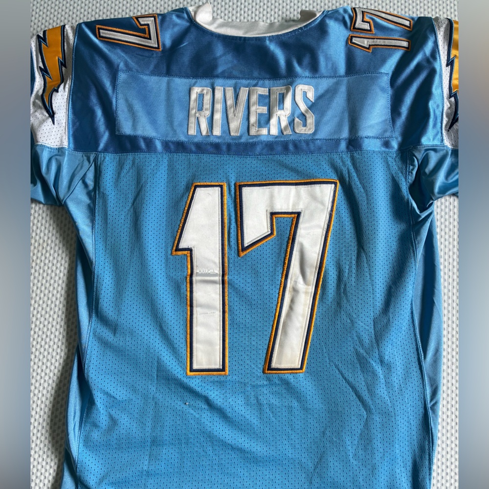 Authentic NFL Reebok Powder Blue and White Jersey - Philip Rivers #17 size 50